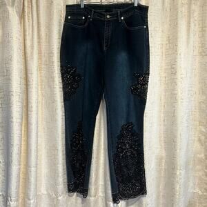 GIA Cut out Embellished Blue jeans Lace women's size 0X See Pics For Measurement